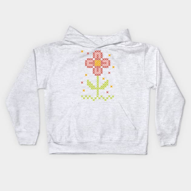 Crosstitch meadow wild flore flower Kids Hoodie by FrancesPoff